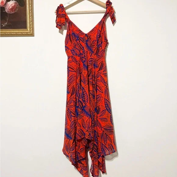 NWT ALEXIS for Target - Size XS - Tropical Leaf Tie Strap Asymmetrical Hem Dress - Picture 3 of 11